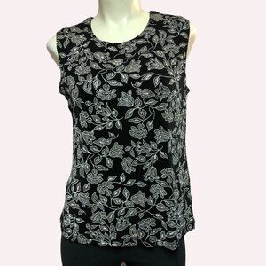 Ronni Nicole Black/Sparkly Silver Floral Sleeveless Top Size M